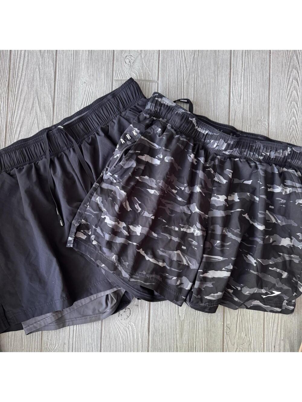 Gymshark Shorts Lot 2 Mens XXL Black Camo Lined Athletic Training Running 2XL